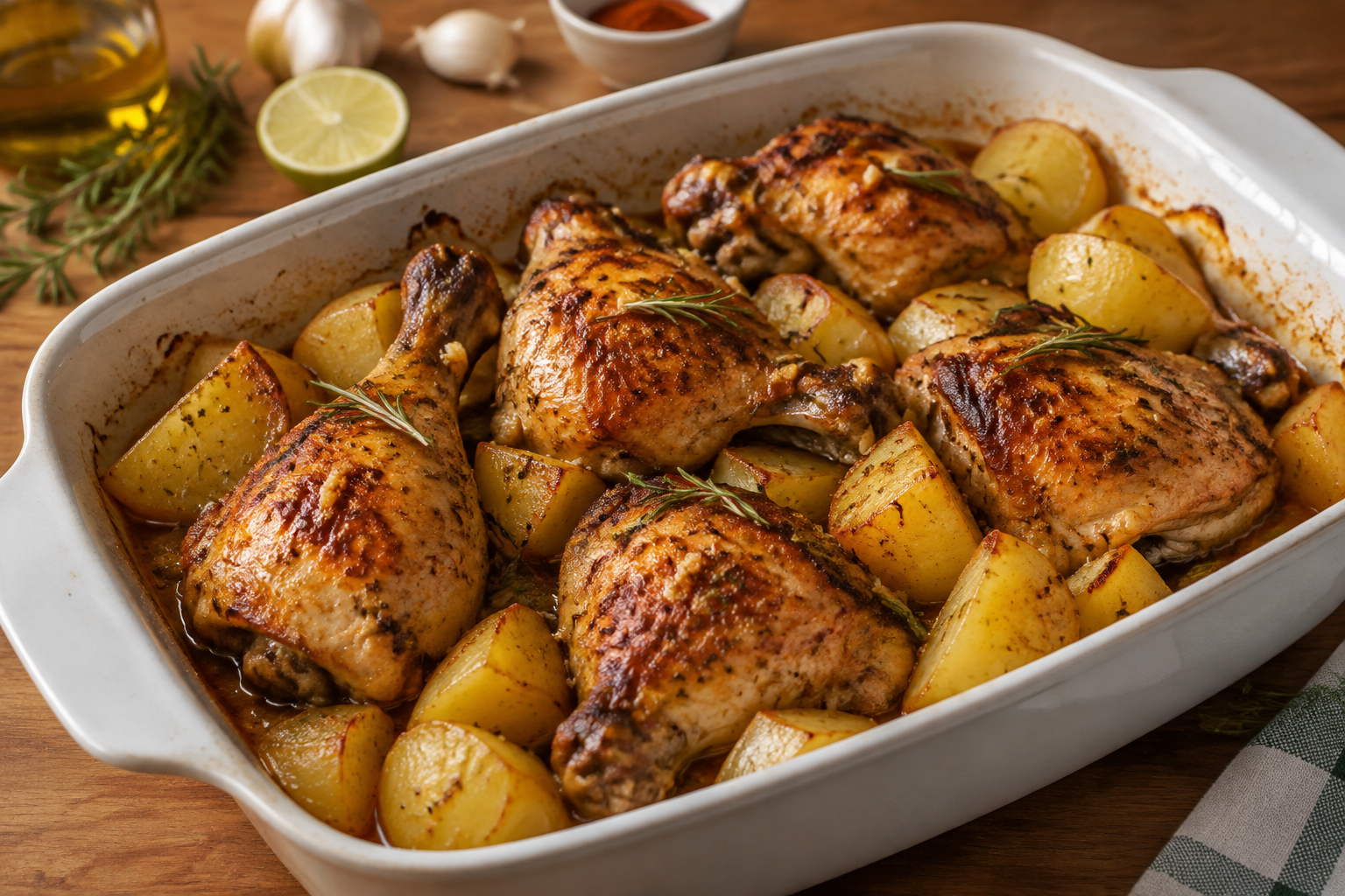 Frango assado com batatas