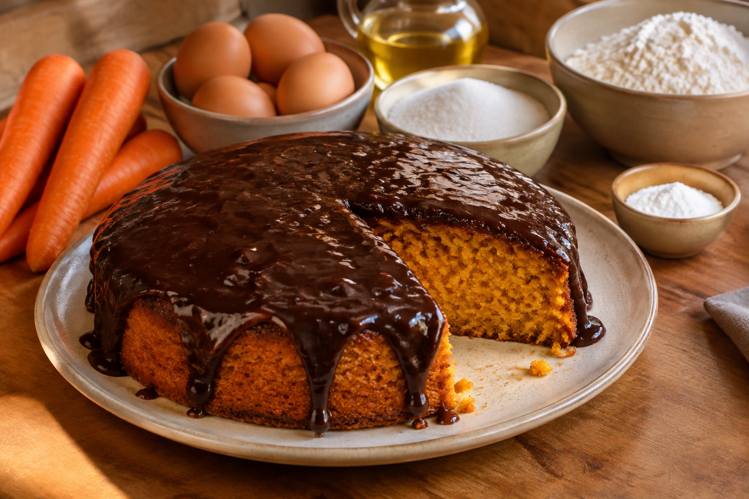 Bolo de cenoura com chocolate