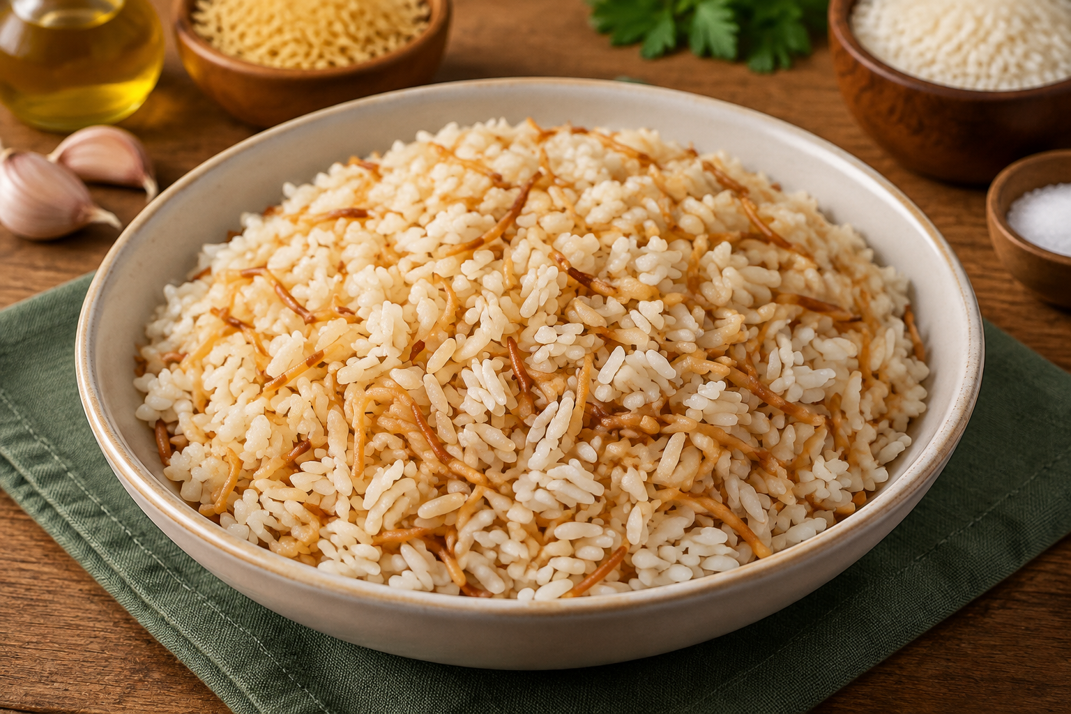 Arroz com macarrão douradinho