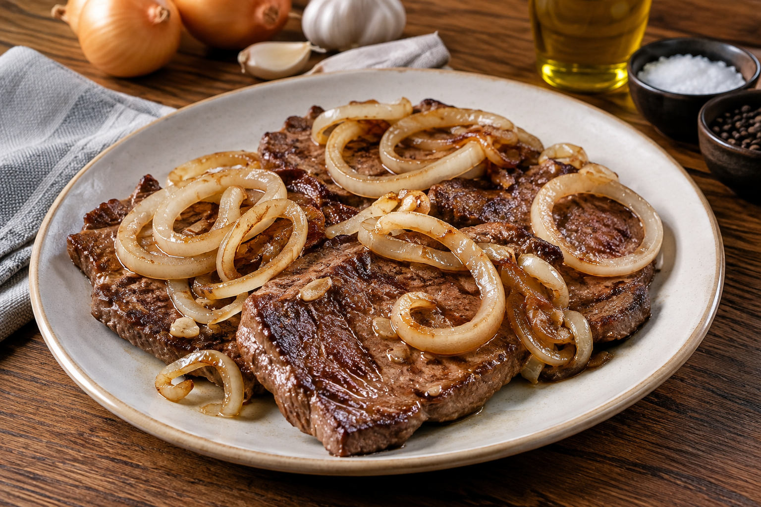 Bife acebolado